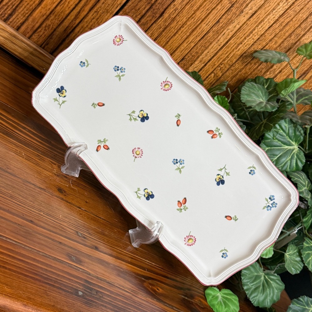 Villeroy & Boch Petite Fleur Sandwich Tray Rectangular White Floral Excellent